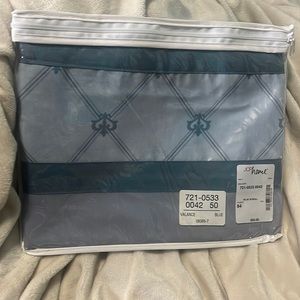 NEW: JCPenney Home Valance - Blue Scroll, 84”x9”JCP